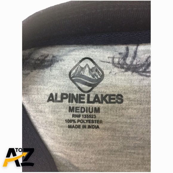 Alpine Lakes Mens Long Sleeves Shirt Size Medium Dark Blue Crewneck 3 Button - Picture 7 of 10